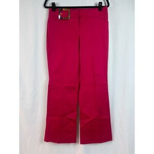 Express Editor Pink Dress Pants Fuchsia Straight Leg Gold Buckle Size 6